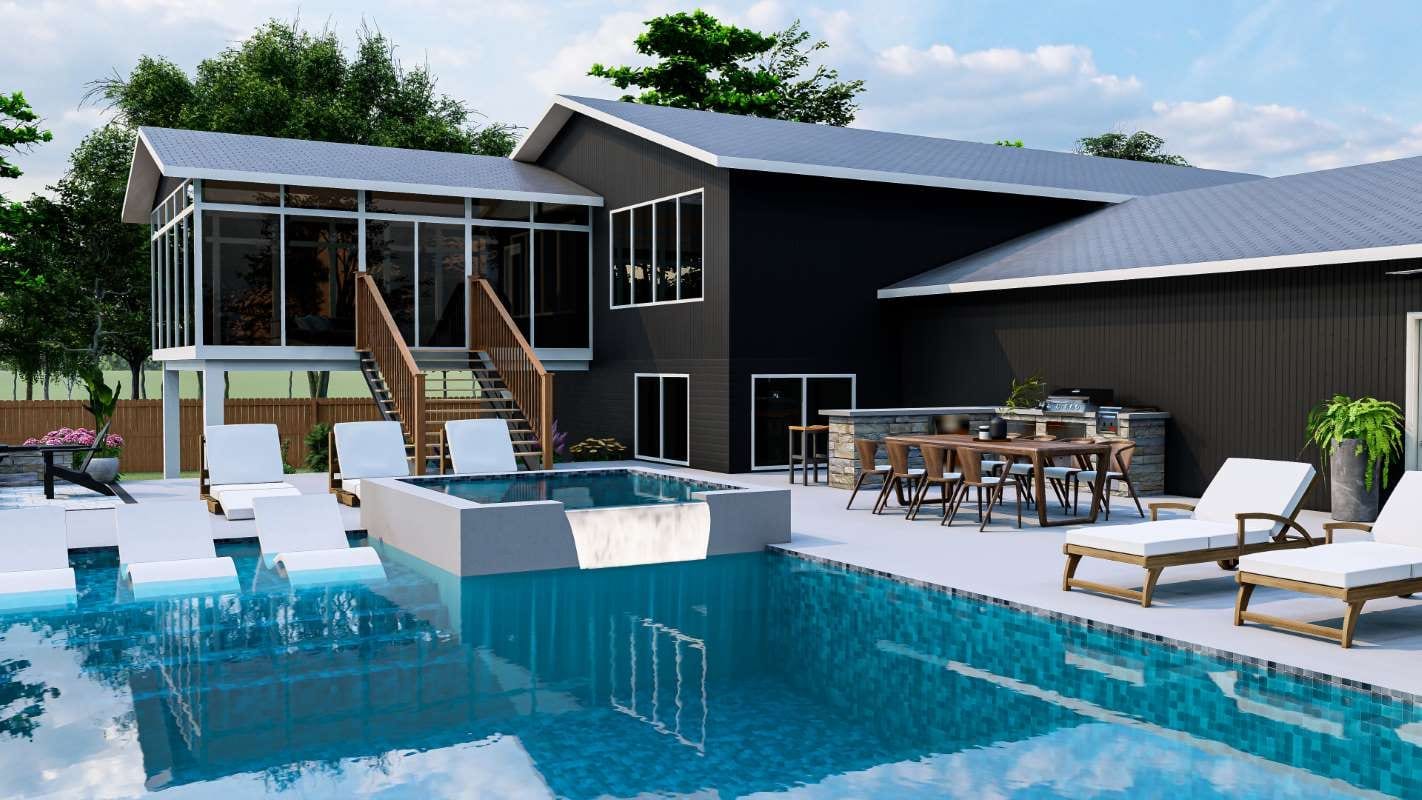 Backyard pool with landscaping — typical residential pool service customer