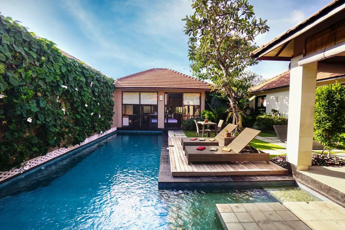 Contemporary home with a clean swimming pool